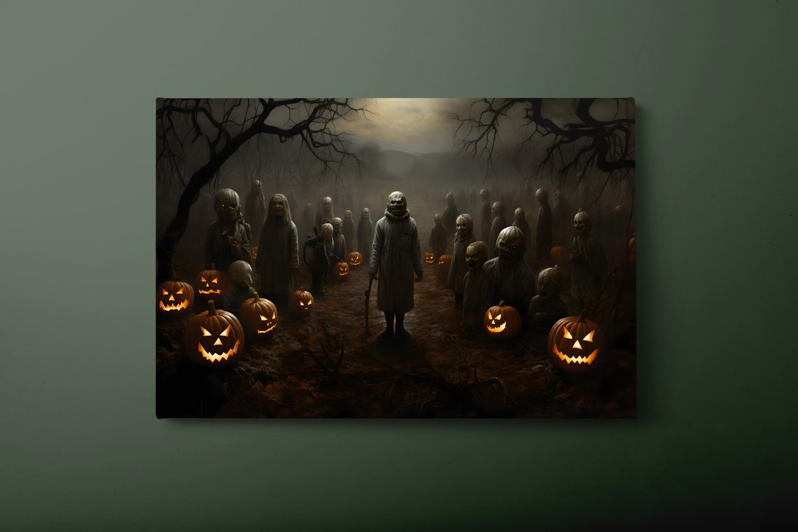 Halloween Ghost Skull Spooky Horror Dark Night Haunted Wall Art