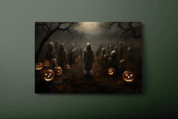 Halloween Ghost Skull Spooky Horror Dark Night Haunted Wall Art