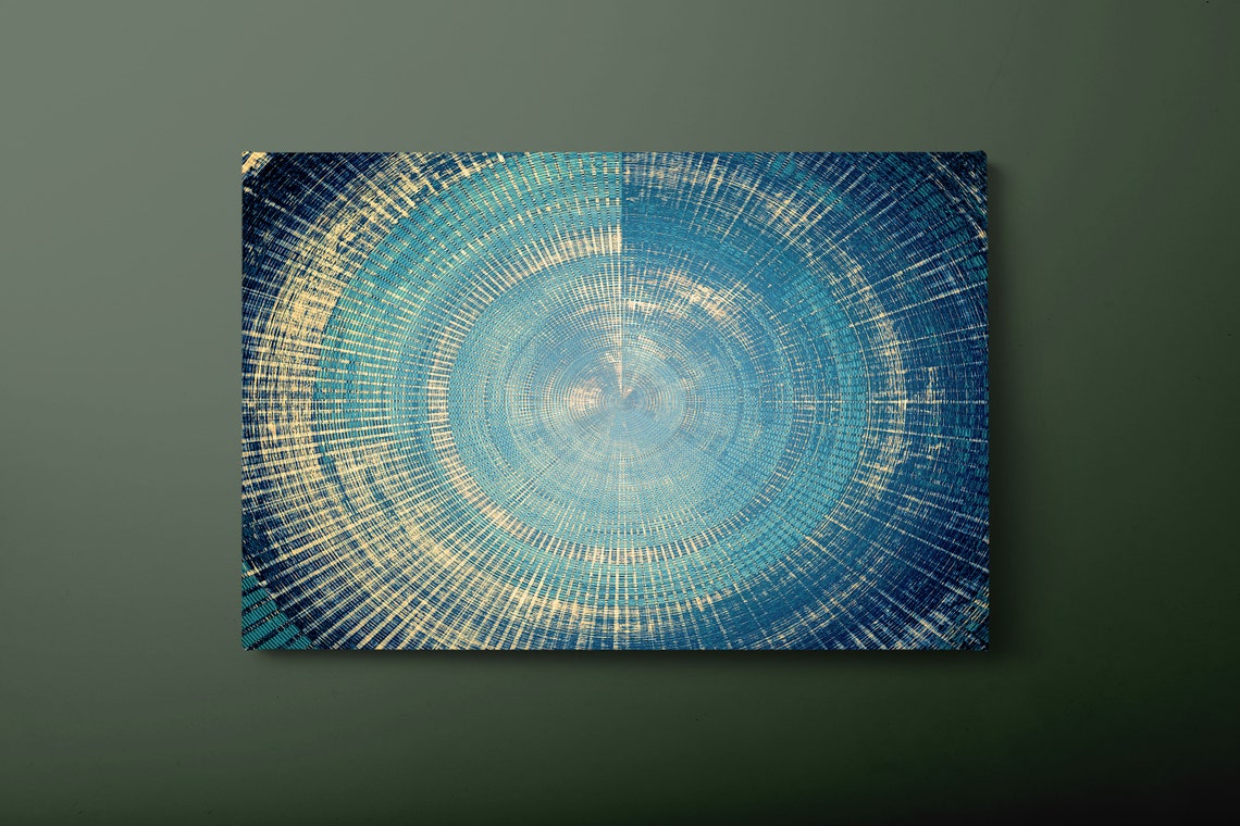 Blue Yellow Abstract Shapes Modern Colorful Painting Wall Art