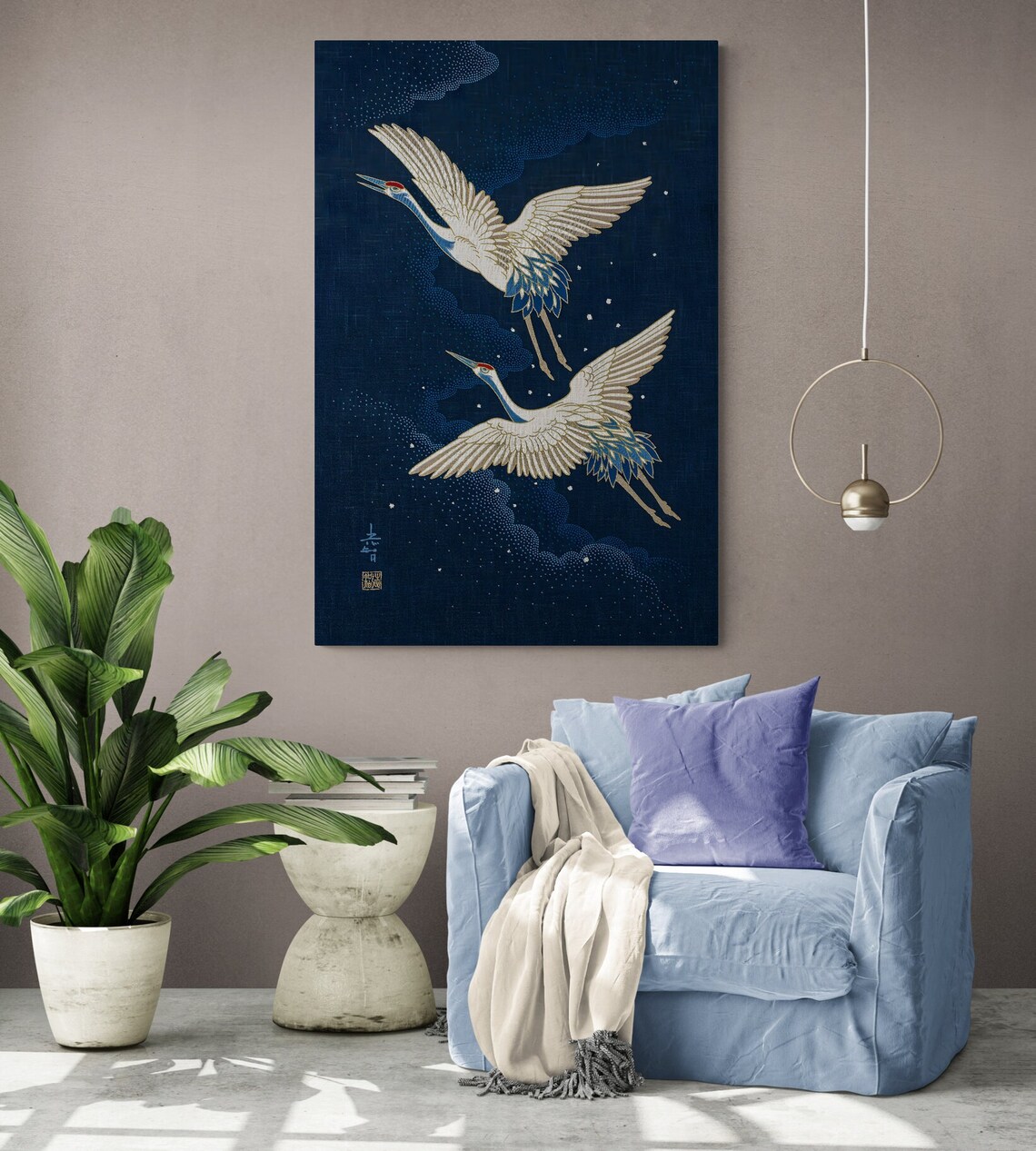 Stork Japanese Bird Painting, Animal Poster Print - Image 2
