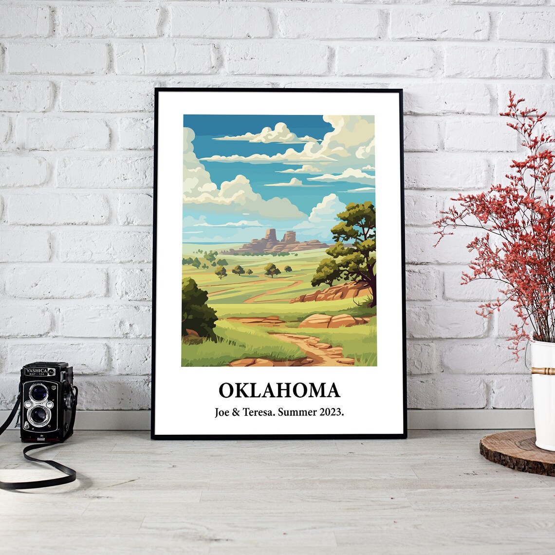 Oklahoma Prairie Mesas Big Sky Vintage Style Travel Art Poster - Image 3