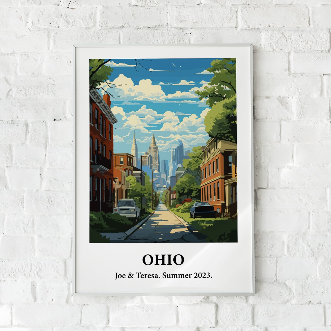 Ohio Brick Street City Skyline Vintage Style Travel Art Poster - Image 3