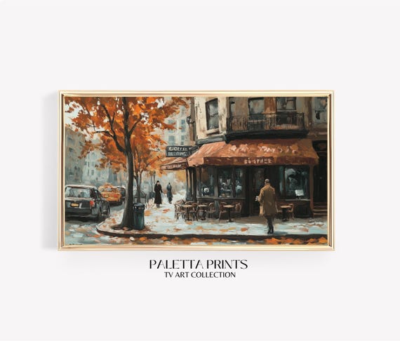 Frame Tv Cafe Street Art Art For Frame Tvs Cozy Moody Seasonal Tv Art Scenic Vintage Tv Art Paletta Prints