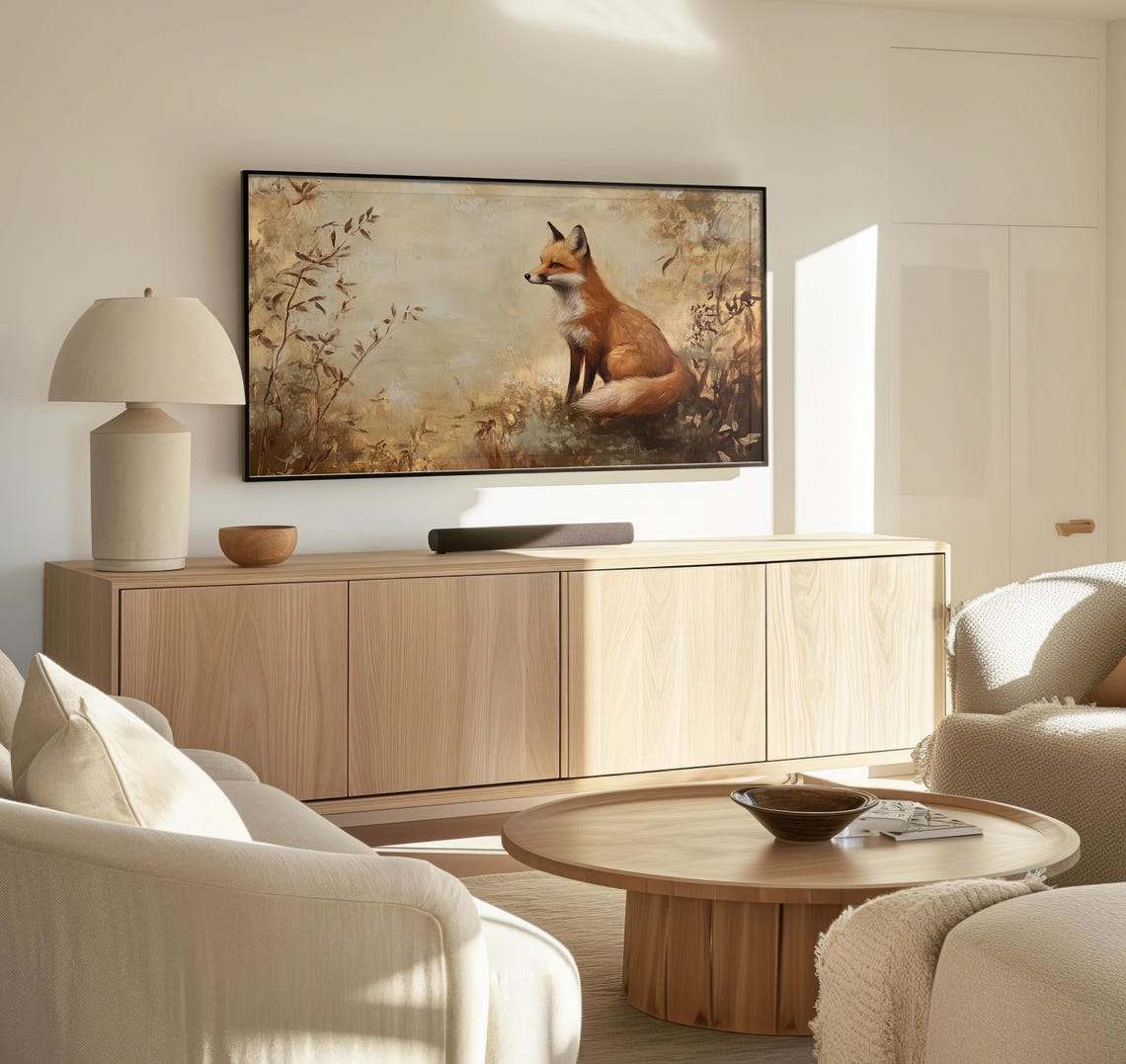 Red Fox Seated Misty Meadow Soft Light Wildlife Autumn Art Poster - Image 3