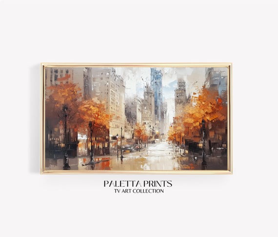 Frame Tv Autumn City Street Art Art For Frame Tvs Rustic Moody Seasonal Tv Art Scenic Vintage Tv Art Paletta Prints