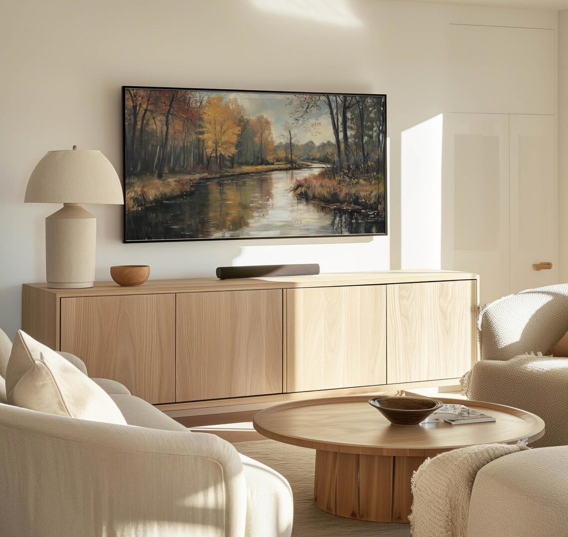 Moody River Rustic Countryside TV Art Print - Image 3