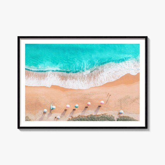 Destin Florida Beach Umbrellas Turquoise Water Aerial Photo Poster