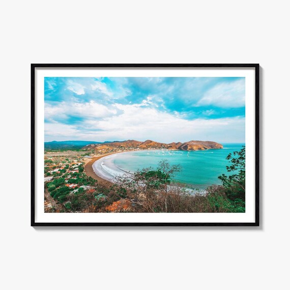 Nicaragua San Juan del Sur Bay Crescent Beach Tropical Print