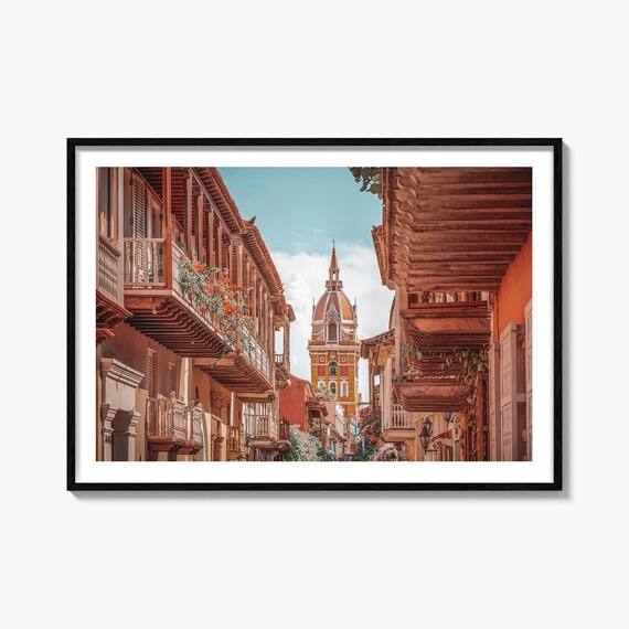 Cartagena Colombia Colonial Street Church Dome Old Town Poster