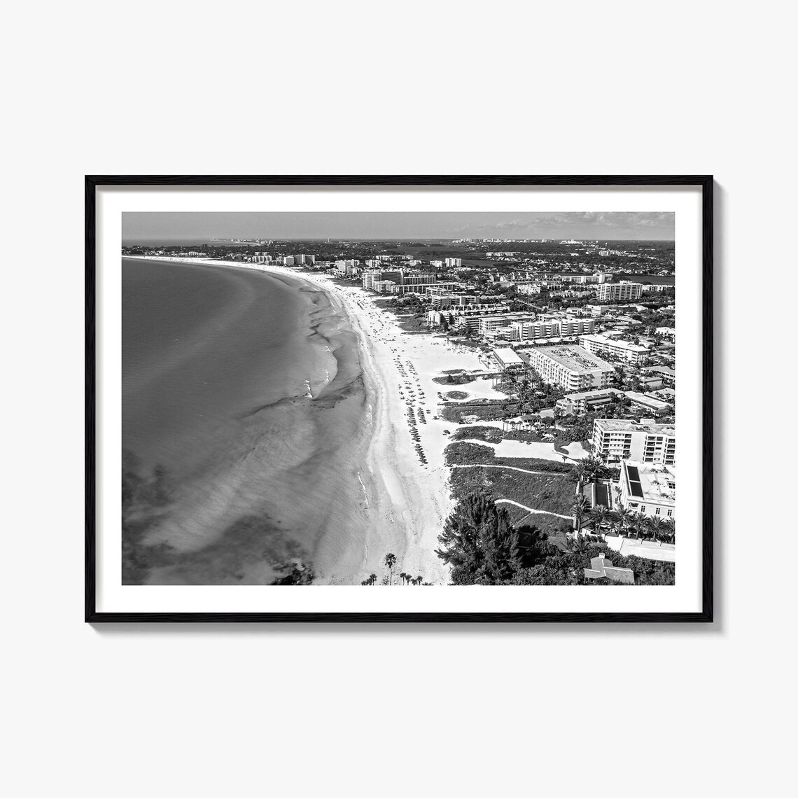 Siesta Key Black and White Travel Poster