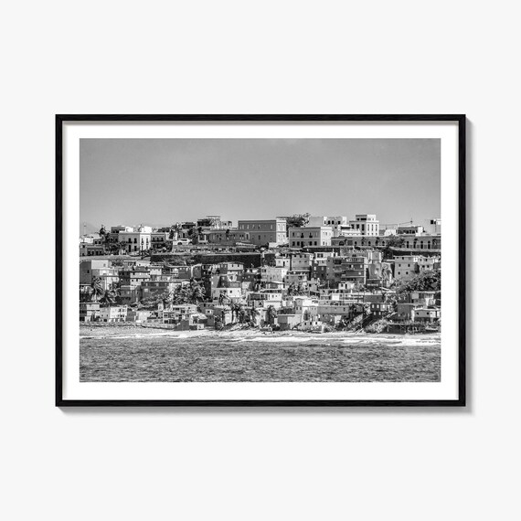 San Juan Puerto Rico Old Town Seaside Coast Black and White Poster