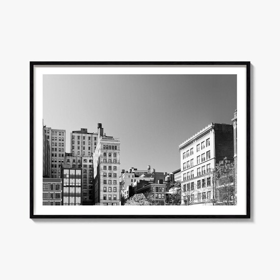 East Village New York City Black White Rooftops Photo Poster