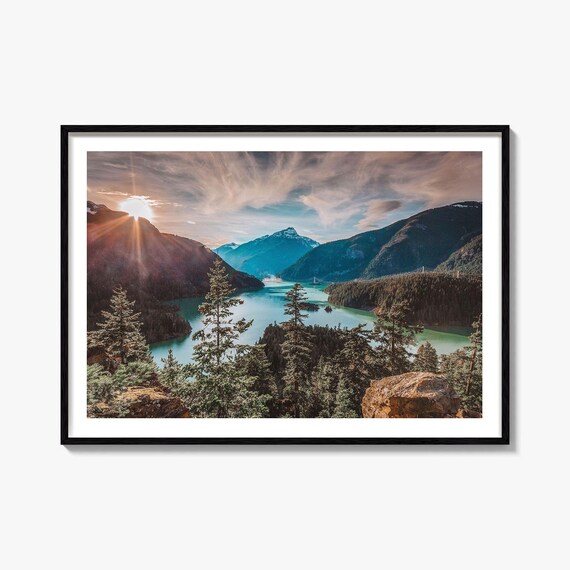Washington State Alpine Mountain Lake Sunrise View Photo Poster