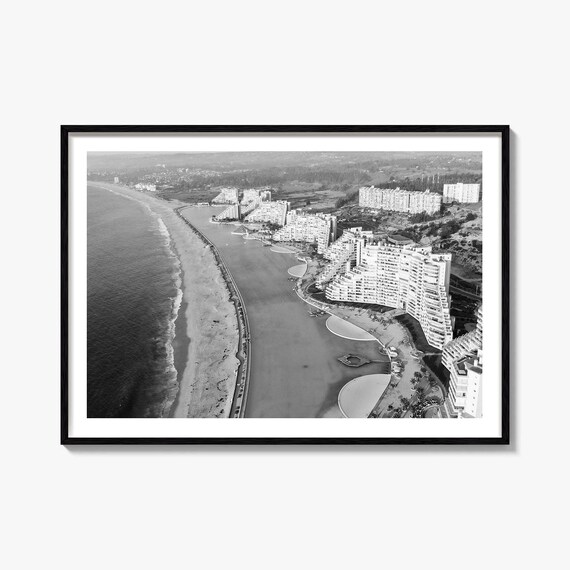 Del Mar California Beachfront Aerial Black And White Coast Poster
