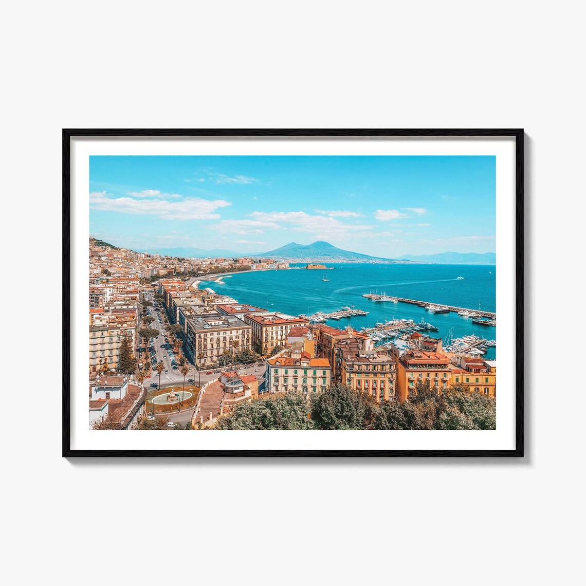 Naples Italy Bay of Naples Mount Vesuvius Panoramic Coastal Poster