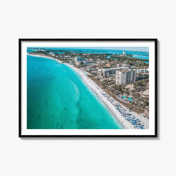 Sarasota Florida Aerial Beach Turquoise Coastline Photo Poster