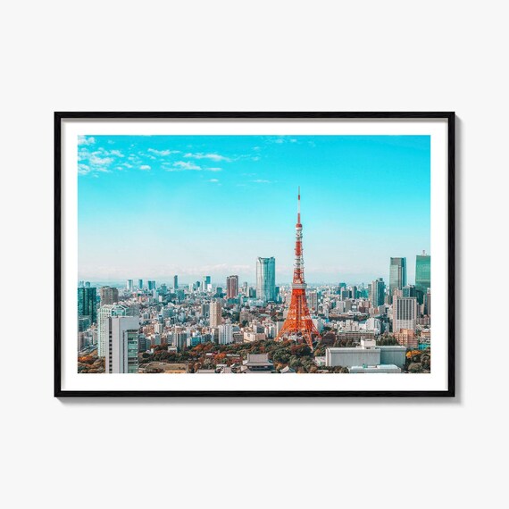 Tokyo Tower Japan Bright Midday Cityscape Colorful Sky Poster