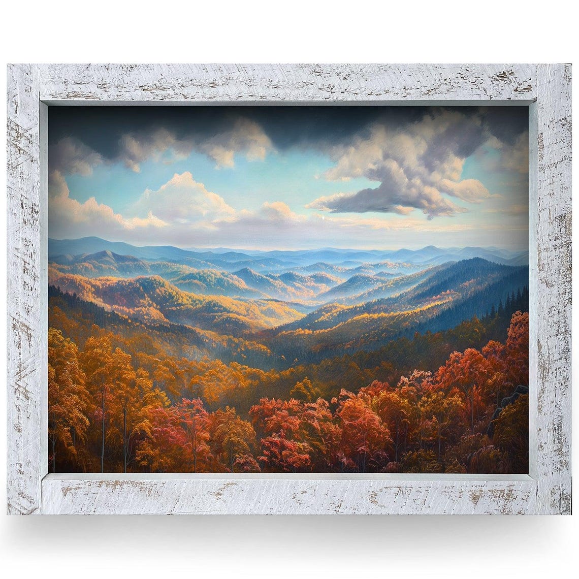Blue Ridge Mountains Fall Foliage Misty Mountain Overlook Poster
