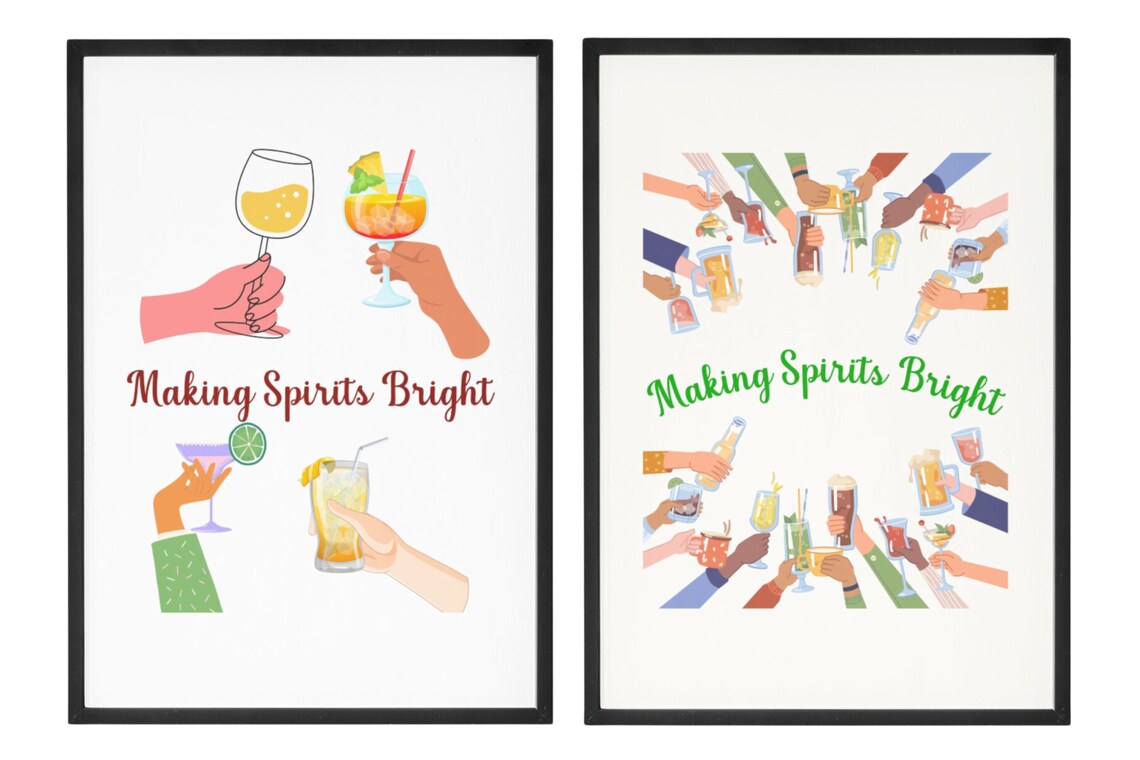 Making Spirits Bright Holiday Cocktail Toast Cheers Party Poster - Image 4