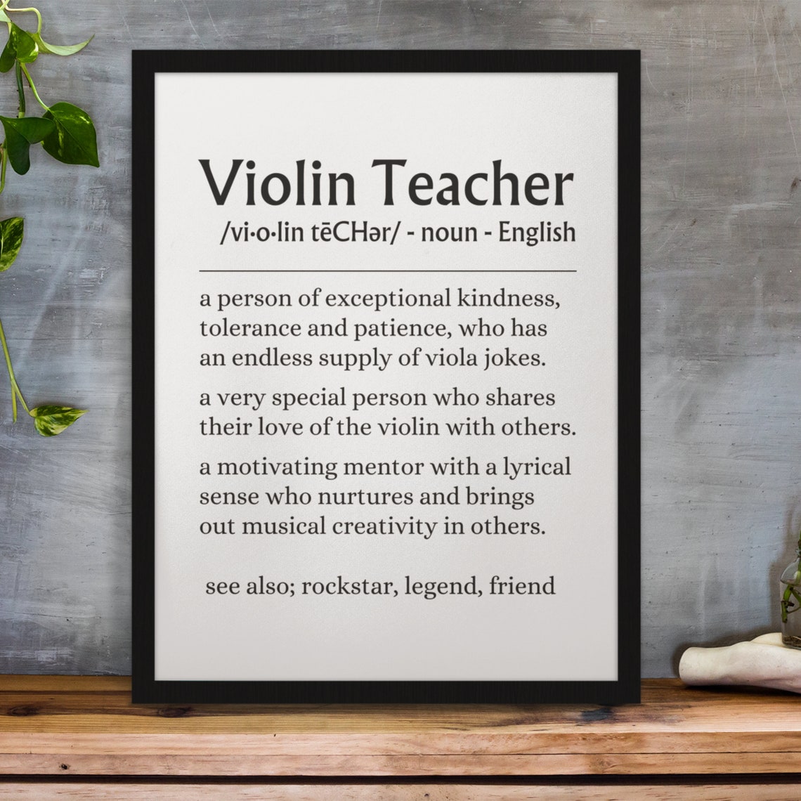 Violin Teacher Definition Quote Music Teacher Appreciation Gift Poster