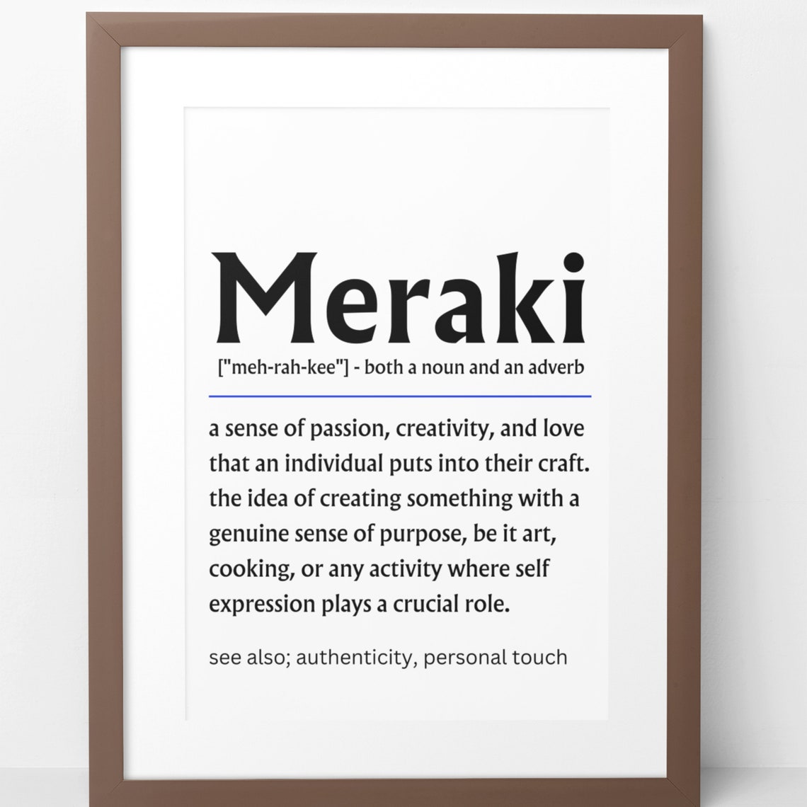 Meraki Definition Greek Creativity Passion Inspirational Word Poster - Image 2