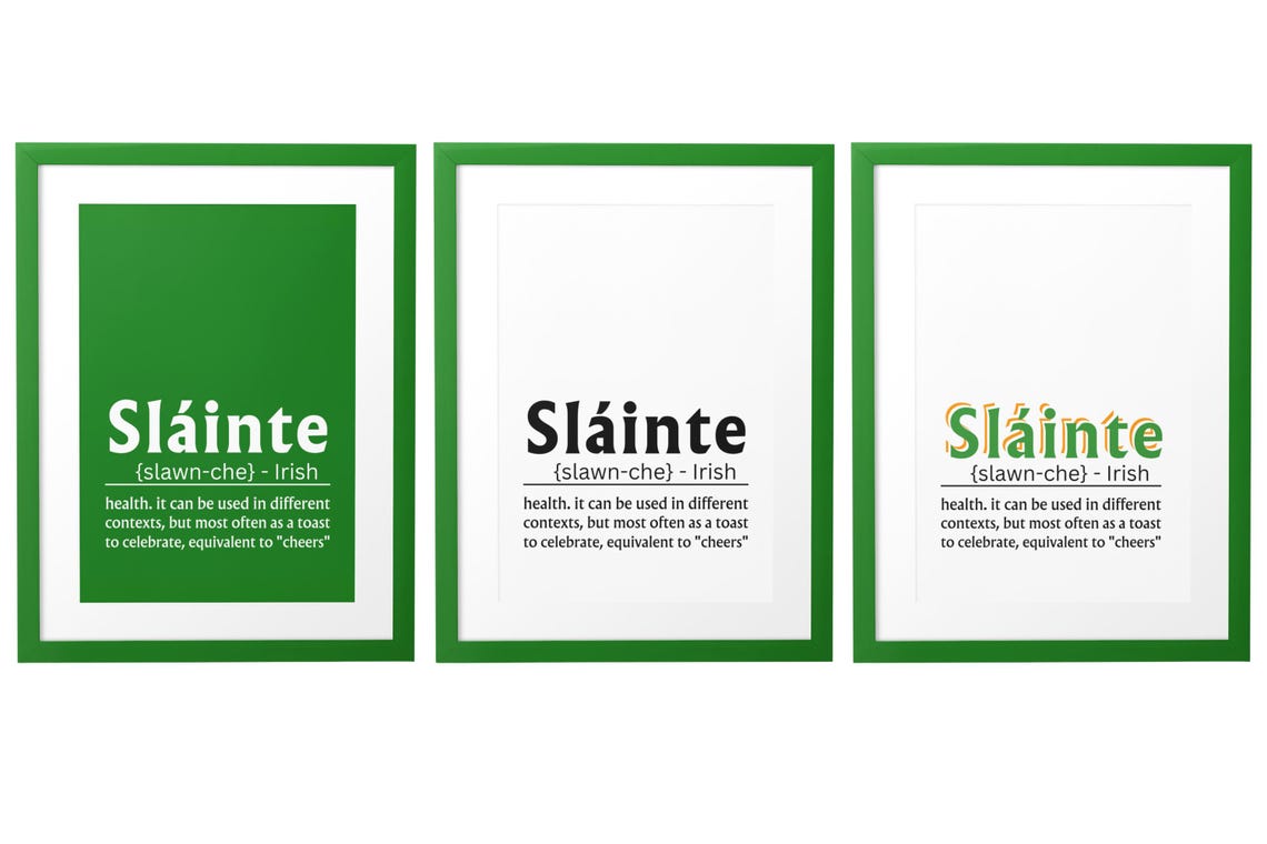 Slainte Irish Toast Dictionary Definition St Patrick Decor Poster