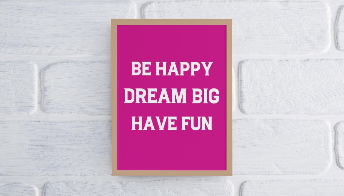 Be Happy Dream Big Have Fun Rainbow Letters Kids Nursery Poster - Image 2