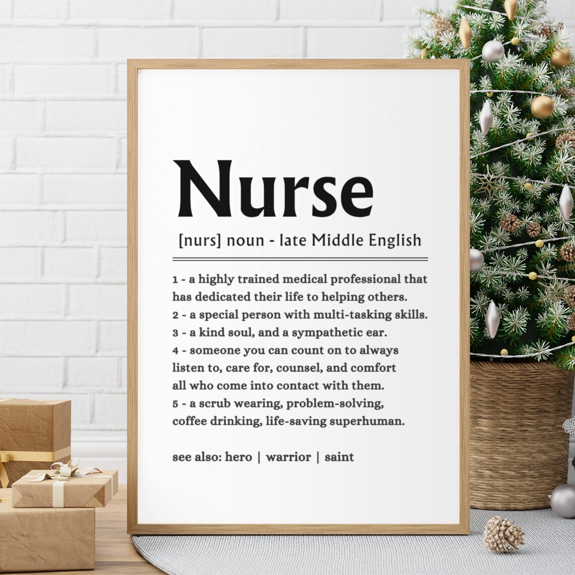 Nurse Definition Appreciation Hero Gift Medical Thank You Quote Poster - Image 9
