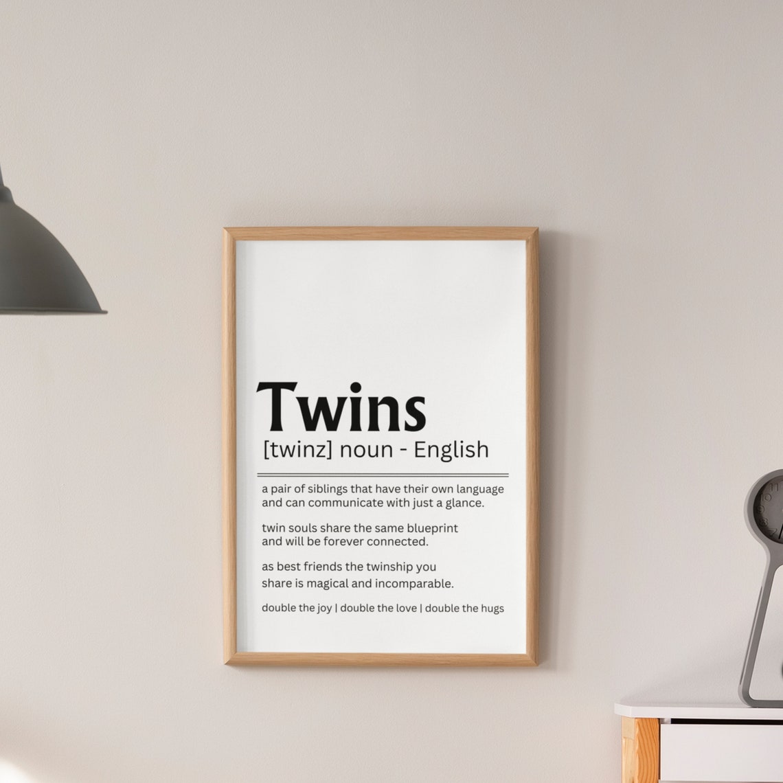 Twins Definition Double the Joy Love Hugs Family Keepsake Poster - Image 9