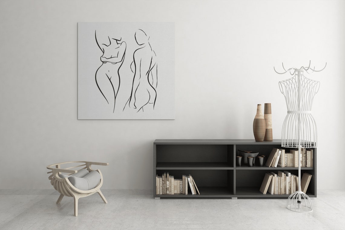 Minimalist Female Body Line Drawing Two Silhouettes Art Poster - Image 10