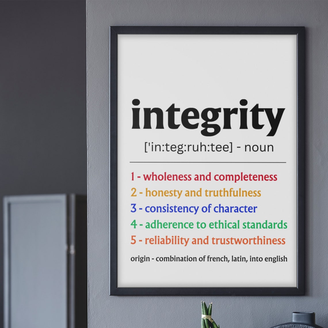 Integrity Definition Poster Colorful Motivational Office Wall Decor - Image 3