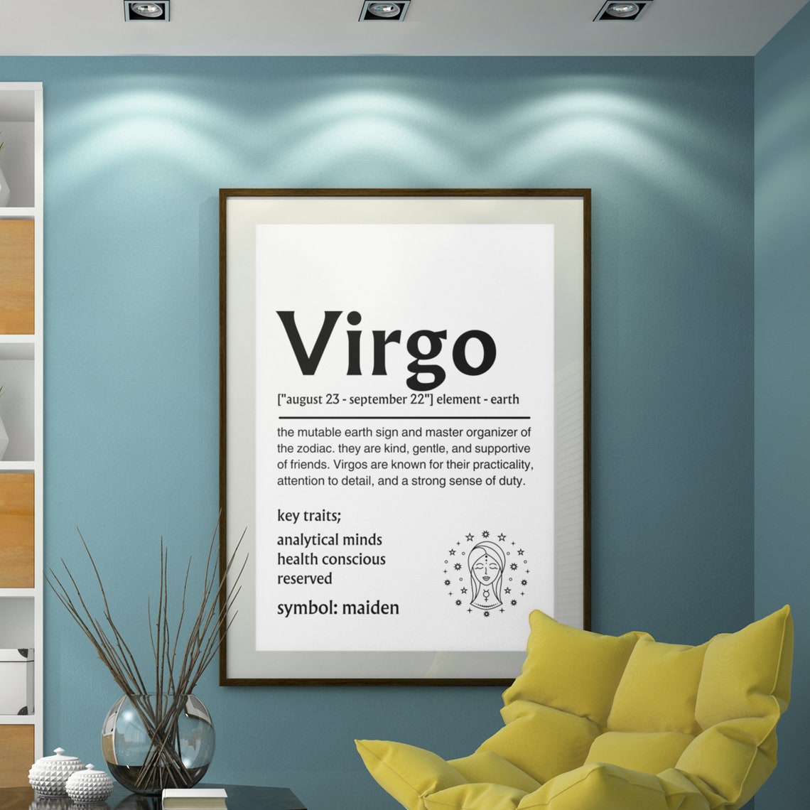 Virgo Zodiac Dictionary Definition Poster August September Star Sign - Image 2