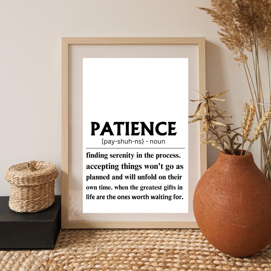 Patience Definition Dictionary Style Inspirational Quote Poster