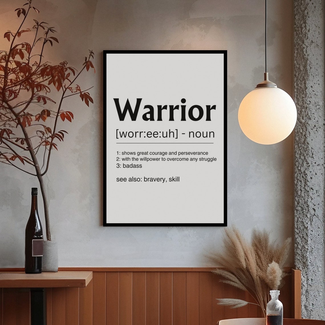 Warrior Definition Sign Inspirational Strength Badass Quote Poster - Image 4