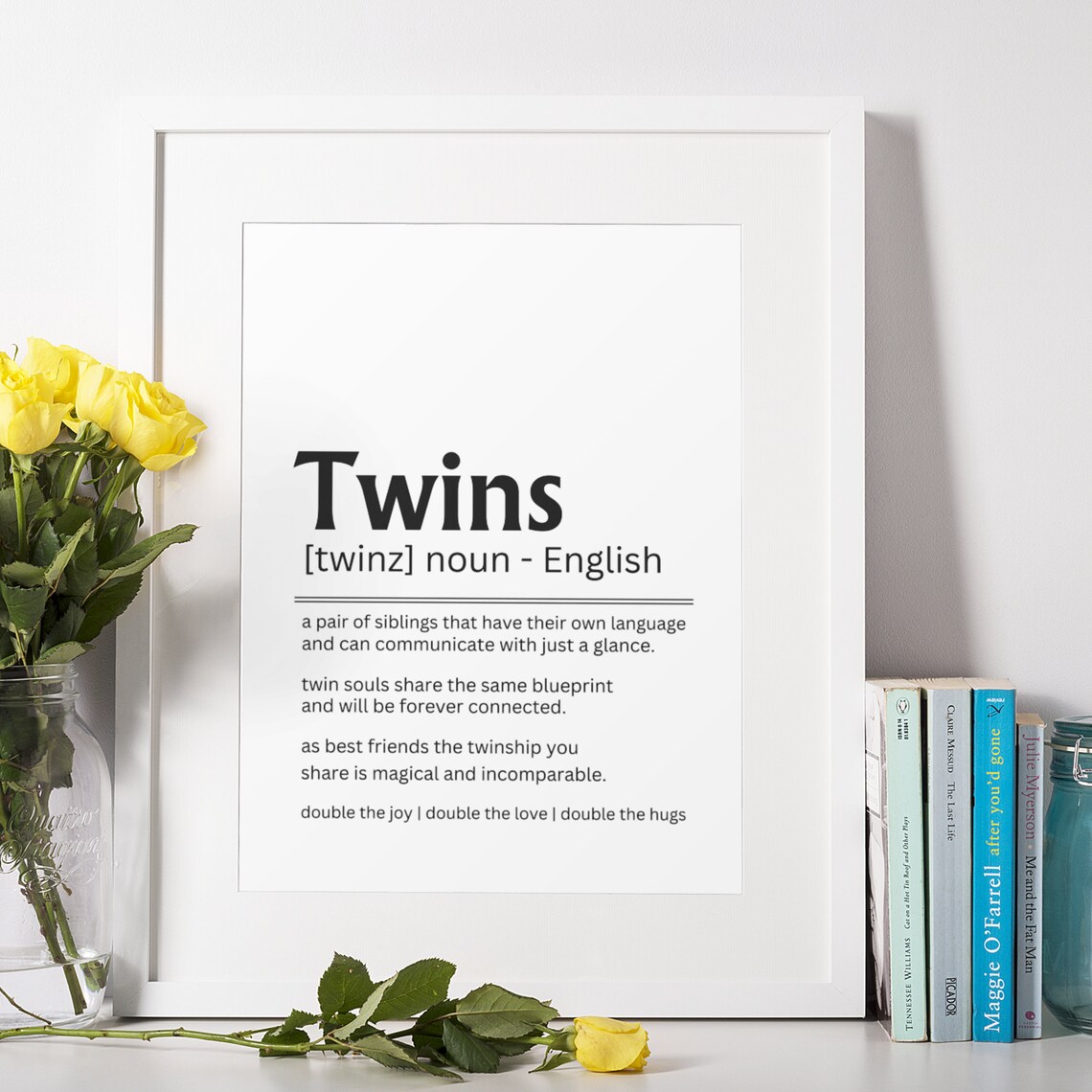 Twins Definition Double the Joy Love Hugs Family Keepsake Poster - Image 4
