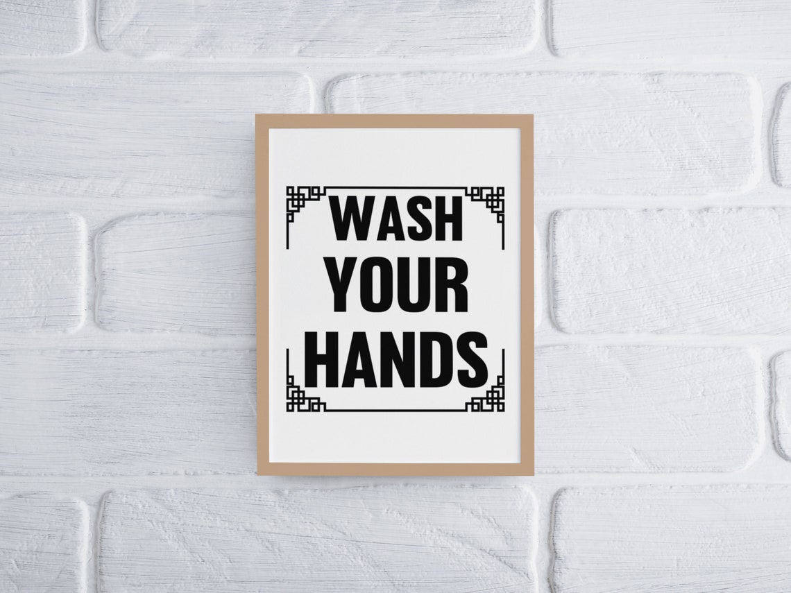 Wash Your Hands Bold Black Typography Bathroom Sink Sign Poster - Image 2