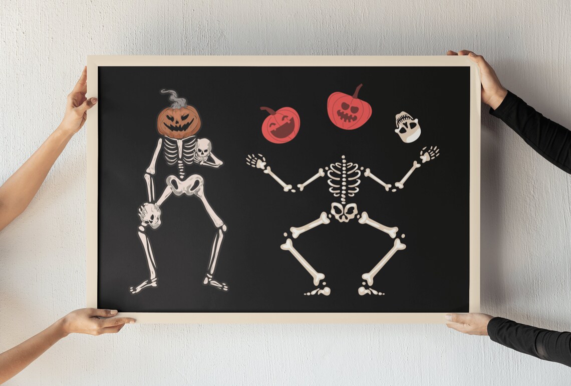 Dancing Skeletons Pumpkin Head Halloween Spooky Party Poster - Image 5