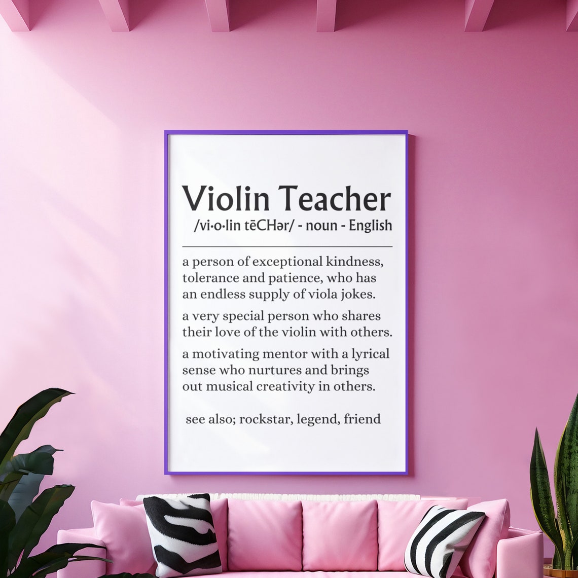 Violin Teacher Definition Quote Music Teacher Appreciation Gift Poster - Image 2