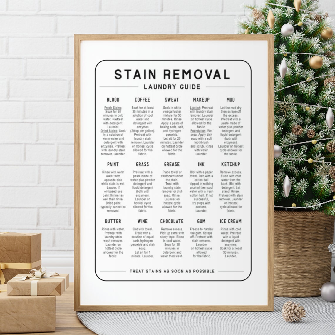 Stain Removal Laundry Guide Chart with 15 Stain Fixes Poster - Image 3