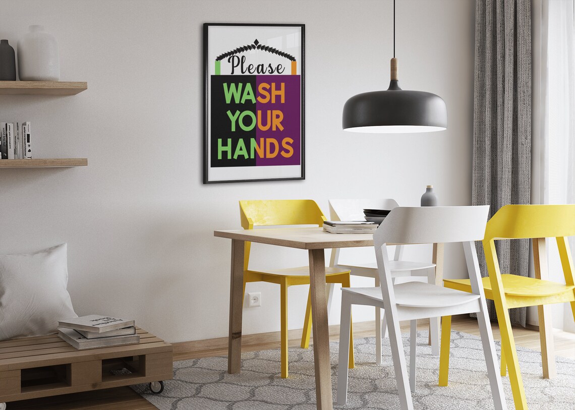 Please Wash Your Hands Funny Colorful Bathroom Wall Sign Poster - Image 4