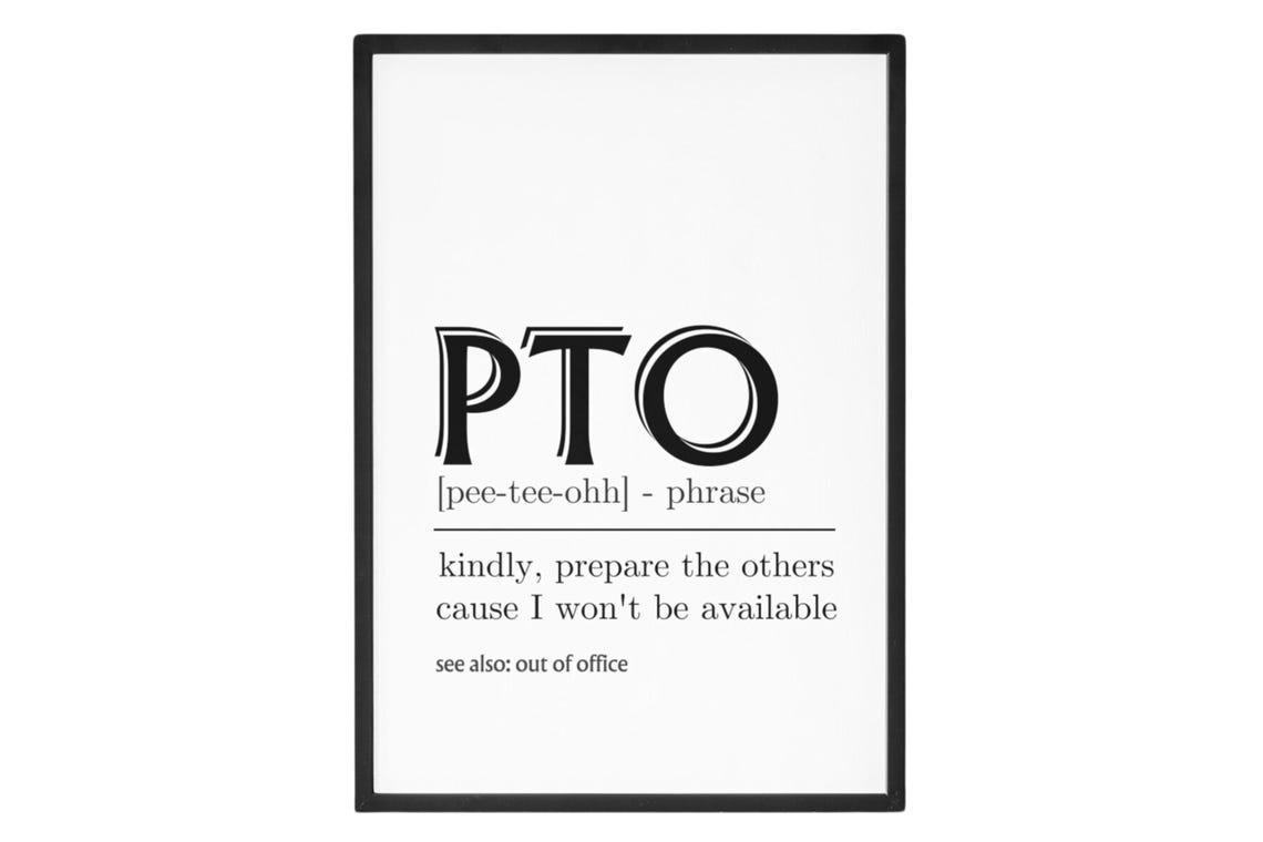PTO Funny Office Dictionary Definition Out of Office Humor Poster - Image 2