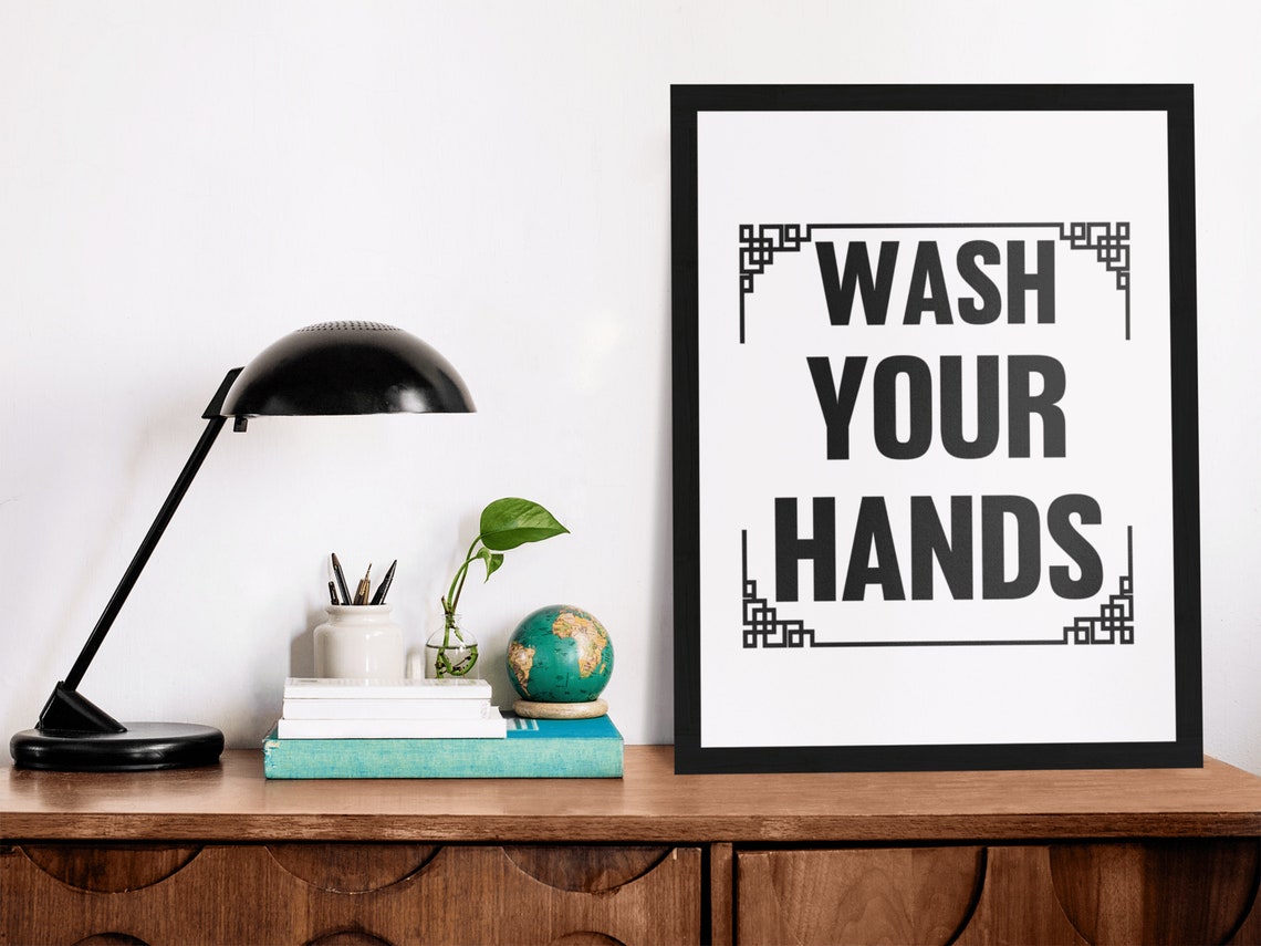 Wash Your Hands Bold Black Typography Bathroom Sink Sign Poster - Image 8