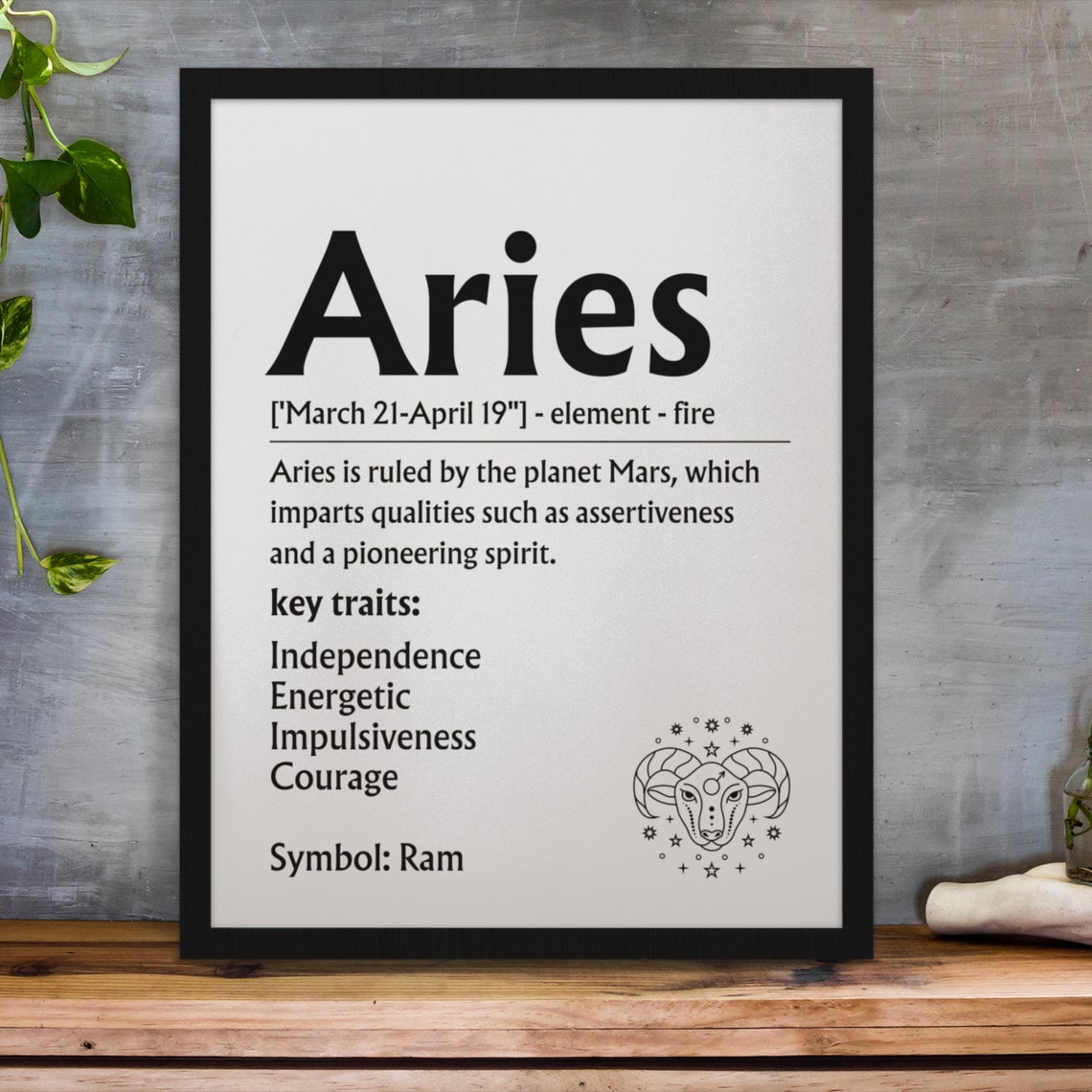 Aries Zodiac Definition Sign Ram Symbol Fire Sign Wall Poster - Image 3