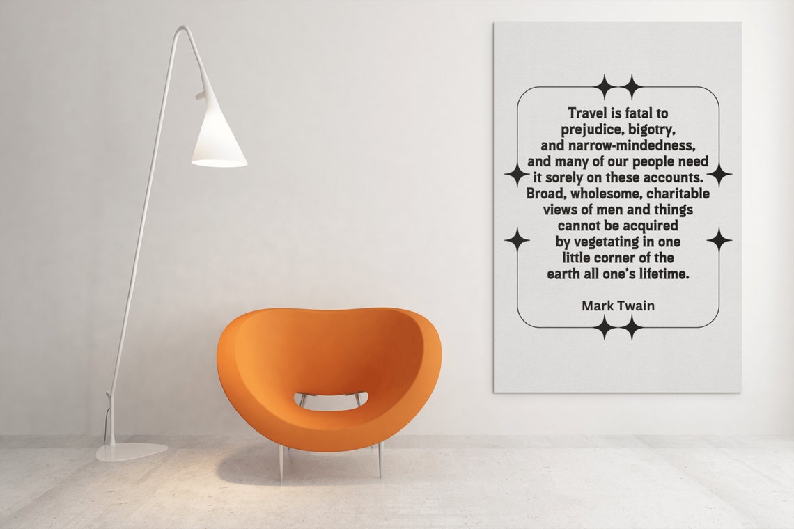 Mark Twain Travel Quote Star Border Office Study Wall Poster - Image 4