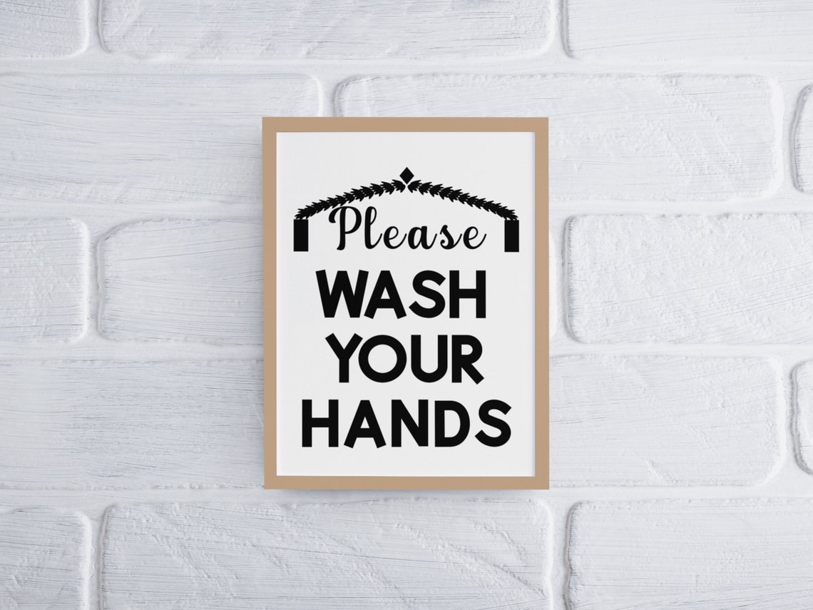 Please Wash Your Hands Elegant Script Black Framed Bathroom Poster - Image 3