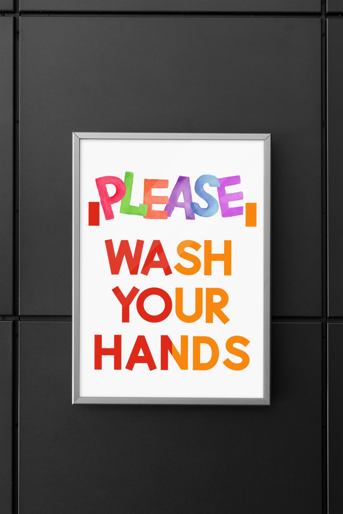 Please Wash Your Hands Rainbow Watercolor Kids Bathroom Poster - Image 6