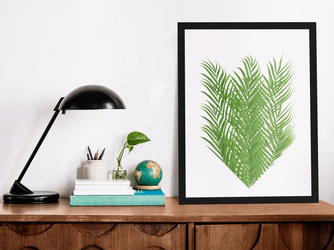 Palm Leaf Heart Tropical Botanical Green Fronds Decor Poster - Image 6