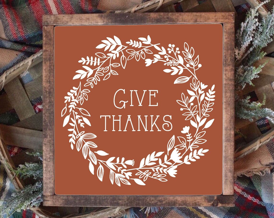 Give Thanks Botanical Wreath Rust Brown Autumn Thanksgiving Sign Poster - Image 3