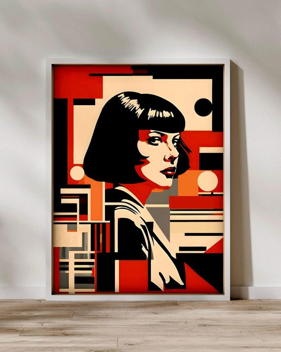 Abstract Woman Portrait Print Geometric Pop Culture Art