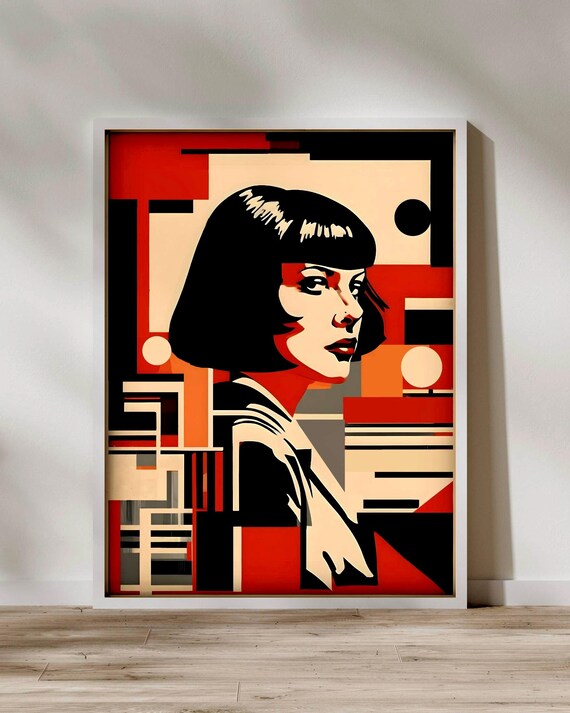 Geometric Woman Portrait Red Black Deco Pop Culture Art Poster